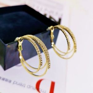 Fashion simple rhinestone circle earrings